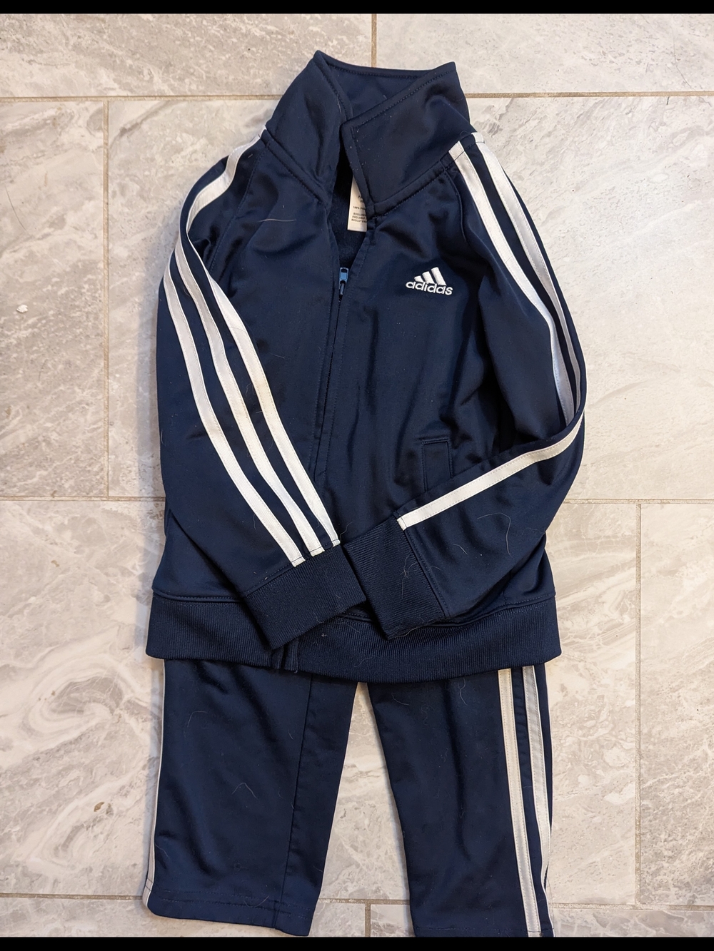 adidas Navy and White Toddler Tracksuit